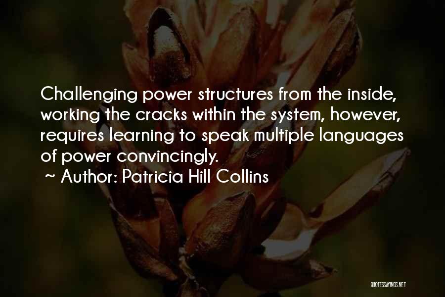 Patricia Hill Collins Quotes: Challenging Power Structures From The Inside, Working The Cracks Within The System, However, Requires Learning To Speak Multiple Languages Of
