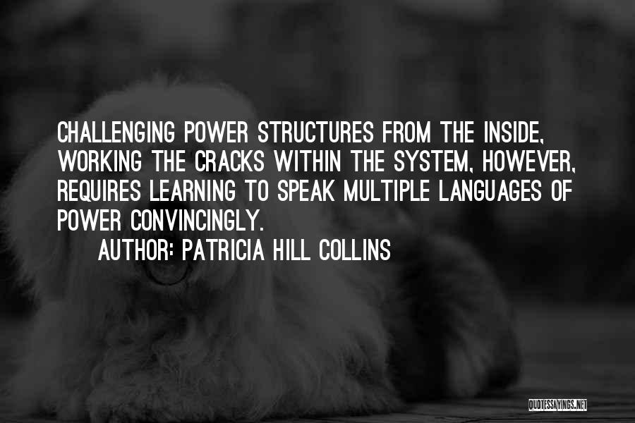 Patricia Hill Collins Quotes: Challenging Power Structures From The Inside, Working The Cracks Within The System, However, Requires Learning To Speak Multiple Languages Of