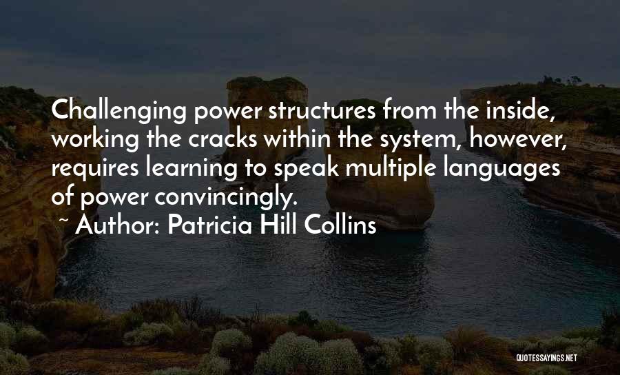 Patricia Hill Collins Quotes: Challenging Power Structures From The Inside, Working The Cracks Within The System, However, Requires Learning To Speak Multiple Languages Of