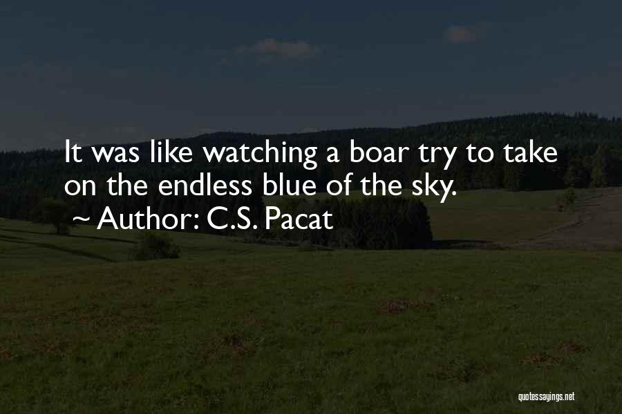 C.S. Pacat Quotes: It Was Like Watching A Boar Try To Take On The Endless Blue Of The Sky.