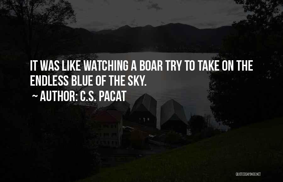 C.S. Pacat Quotes: It Was Like Watching A Boar Try To Take On The Endless Blue Of The Sky.