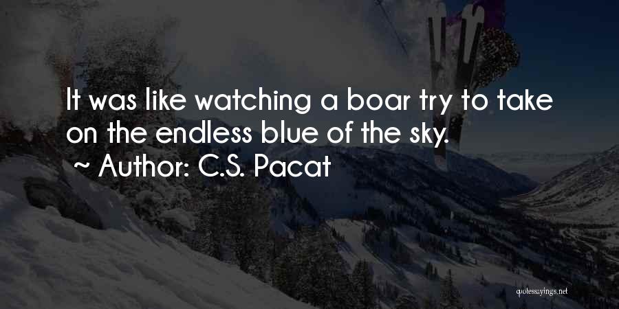 C.S. Pacat Quotes: It Was Like Watching A Boar Try To Take On The Endless Blue Of The Sky.