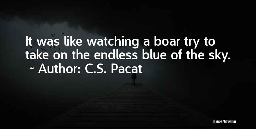 C.S. Pacat Quotes: It Was Like Watching A Boar Try To Take On The Endless Blue Of The Sky.