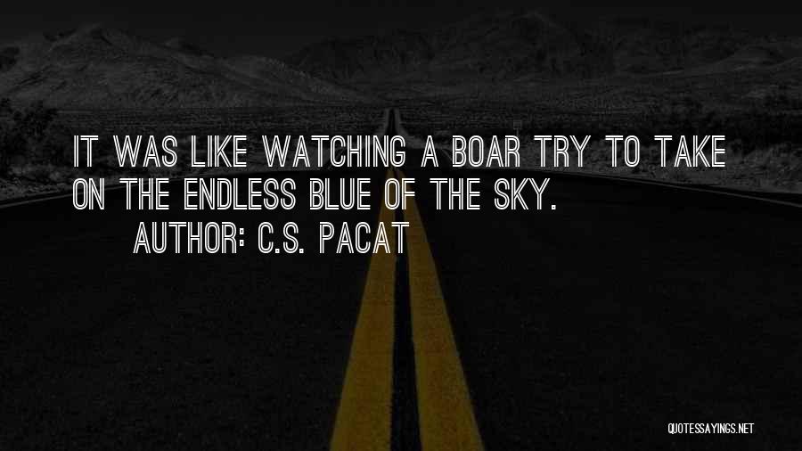 C.S. Pacat Quotes: It Was Like Watching A Boar Try To Take On The Endless Blue Of The Sky.