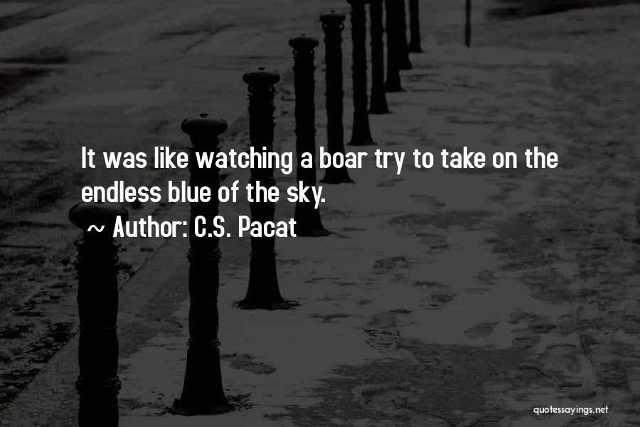 C.S. Pacat Quotes: It Was Like Watching A Boar Try To Take On The Endless Blue Of The Sky.