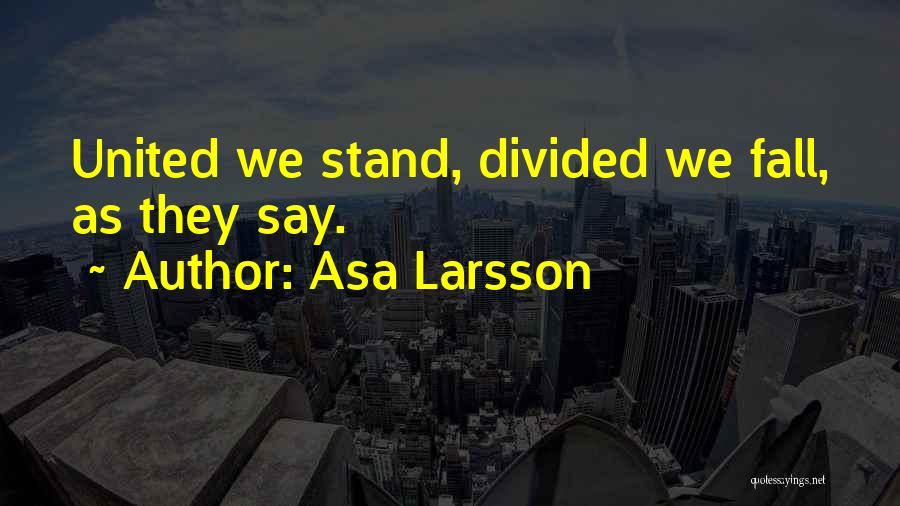 Asa Larsson Quotes: United We Stand, Divided We Fall, As They Say.