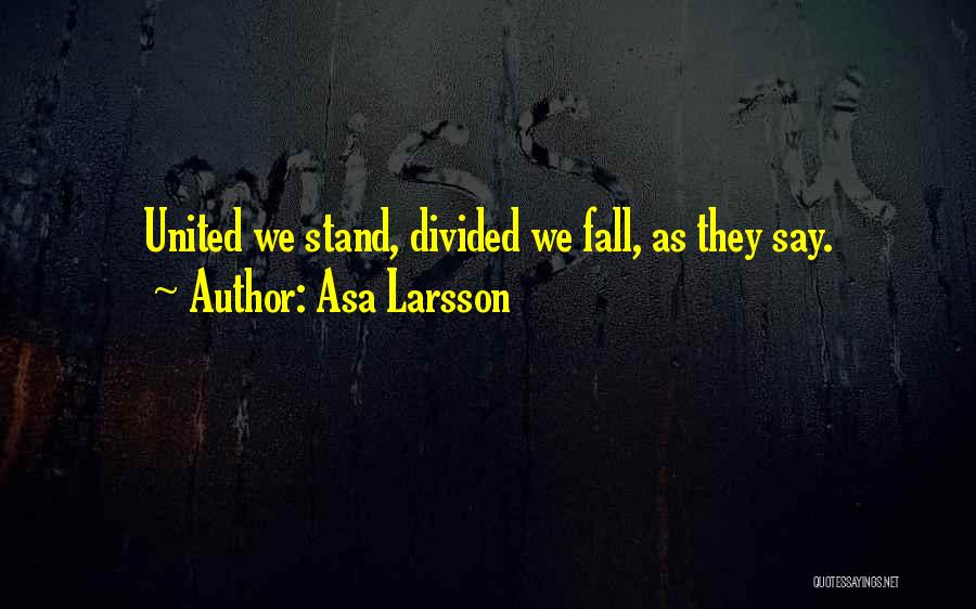 Asa Larsson Quotes: United We Stand, Divided We Fall, As They Say.