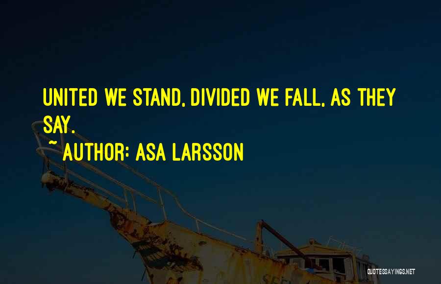 Asa Larsson Quotes: United We Stand, Divided We Fall, As They Say.