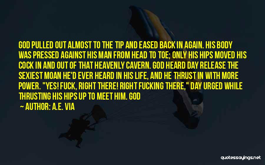 A.E. Via Quotes: God Pulled Out Almost To The Tip And Eased Back In Again. His Body Was Pressed Against His Man From