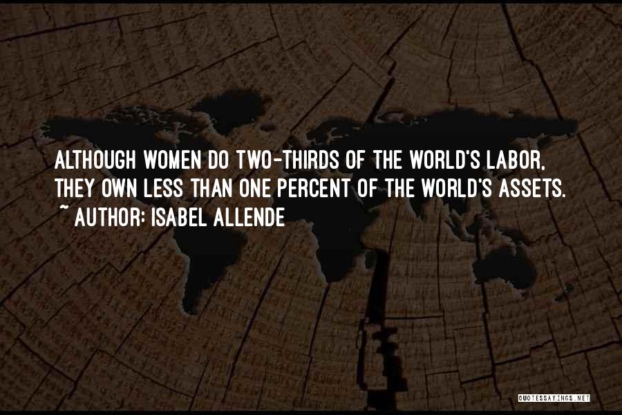 Isabel Allende Quotes: Although Women Do Two-thirds Of The World's Labor, They Own Less Than One Percent Of The World's Assets.