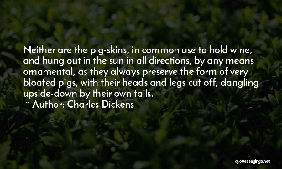 Charles Dickens Quotes: Neither Are The Pig-skins, In Common Use To Hold Wine, And Hung Out In The Sun In All Directions, By