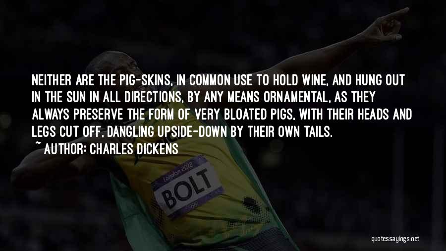 Charles Dickens Quotes: Neither Are The Pig-skins, In Common Use To Hold Wine, And Hung Out In The Sun In All Directions, By