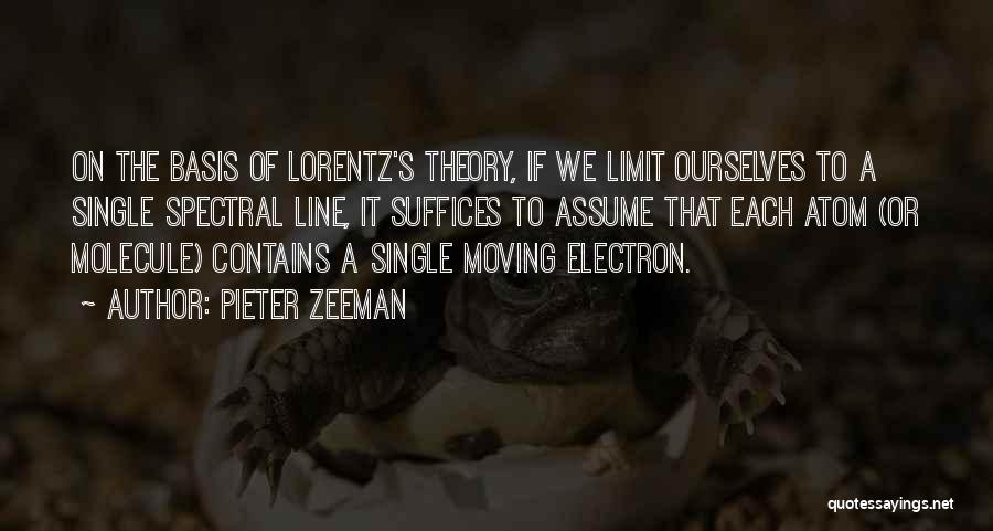 Pieter Zeeman Quotes: On The Basis Of Lorentz's Theory, If We Limit Ourselves To A Single Spectral Line, It Suffices To Assume That