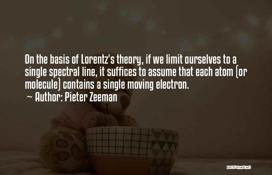 Pieter Zeeman Quotes: On The Basis Of Lorentz's Theory, If We Limit Ourselves To A Single Spectral Line, It Suffices To Assume That