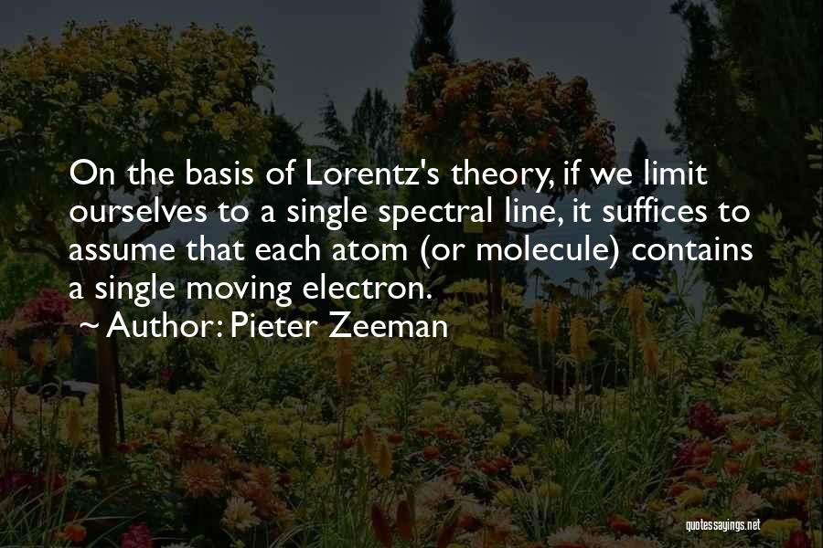 Pieter Zeeman Quotes: On The Basis Of Lorentz's Theory, If We Limit Ourselves To A Single Spectral Line, It Suffices To Assume That