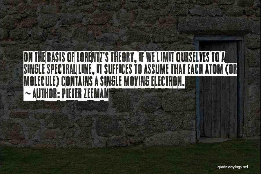 Pieter Zeeman Quotes: On The Basis Of Lorentz's Theory, If We Limit Ourselves To A Single Spectral Line, It Suffices To Assume That