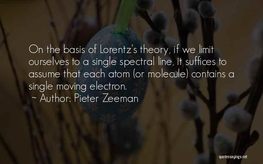 Pieter Zeeman Quotes: On The Basis Of Lorentz's Theory, If We Limit Ourselves To A Single Spectral Line, It Suffices To Assume That