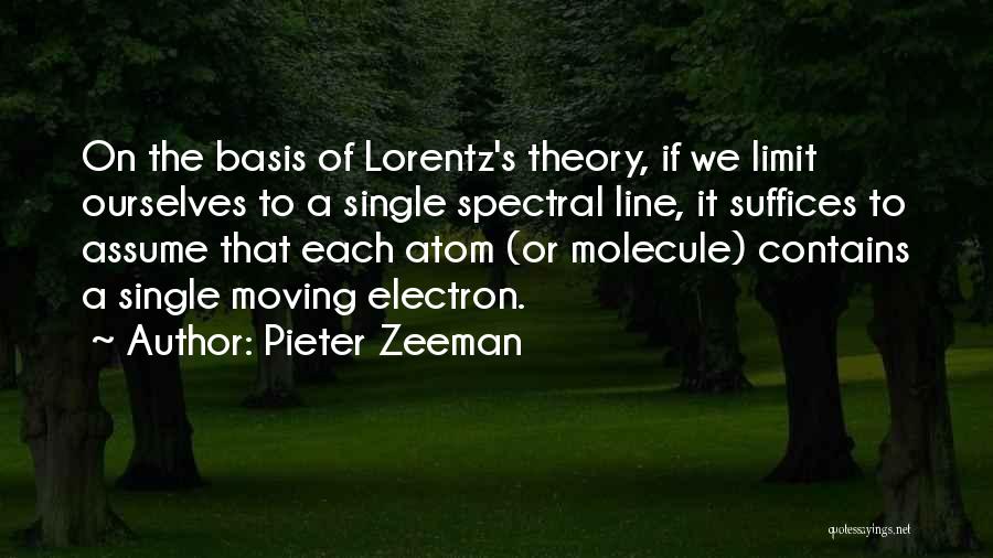 Pieter Zeeman Quotes: On The Basis Of Lorentz's Theory, If We Limit Ourselves To A Single Spectral Line, It Suffices To Assume That