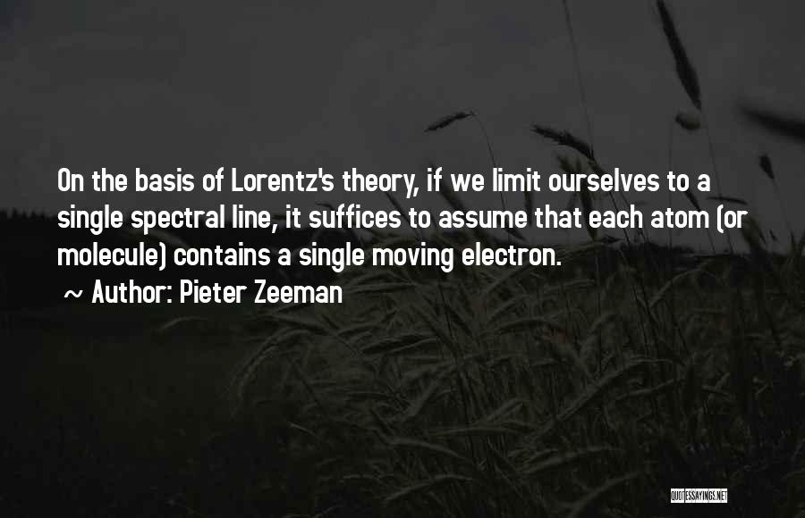 Pieter Zeeman Quotes: On The Basis Of Lorentz's Theory, If We Limit Ourselves To A Single Spectral Line, It Suffices To Assume That