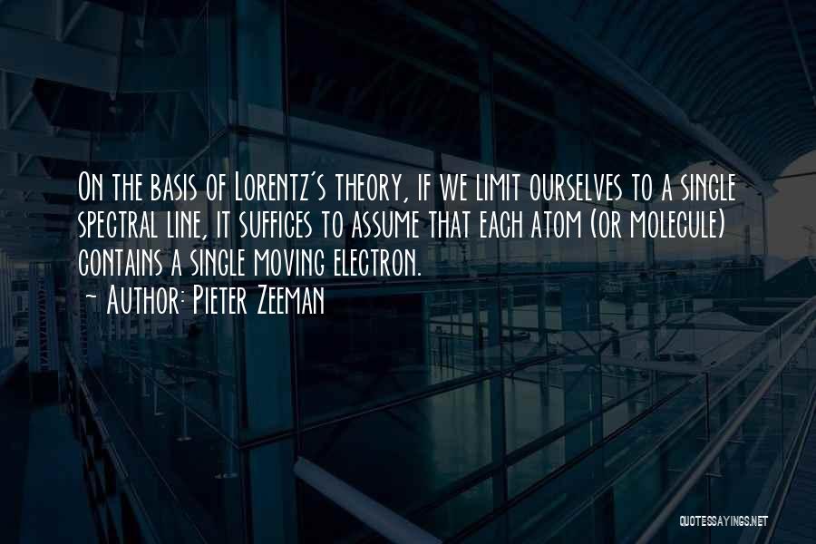 Pieter Zeeman Quotes: On The Basis Of Lorentz's Theory, If We Limit Ourselves To A Single Spectral Line, It Suffices To Assume That