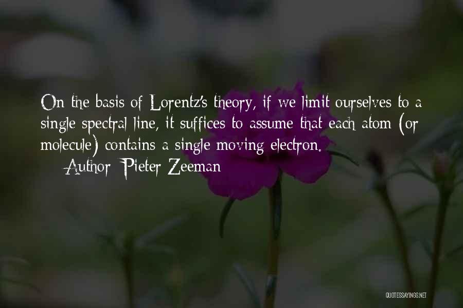 Pieter Zeeman Quotes: On The Basis Of Lorentz's Theory, If We Limit Ourselves To A Single Spectral Line, It Suffices To Assume That