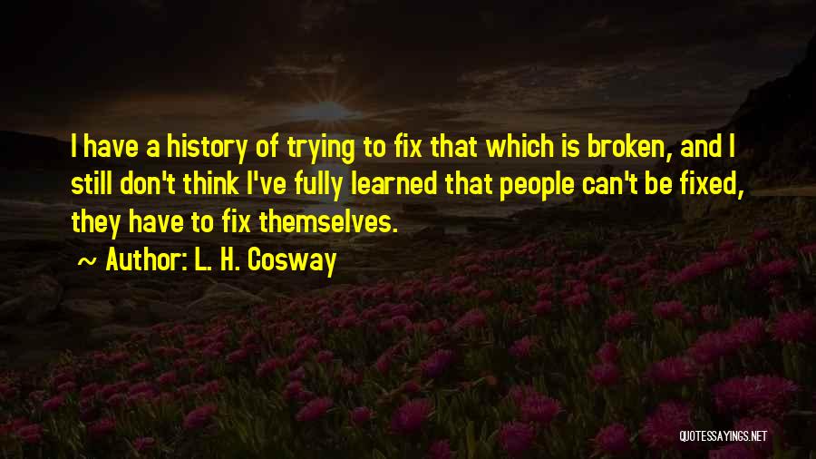 L. H. Cosway Quotes: I Have A History Of Trying To Fix That Which Is Broken, And I Still Don't Think I've Fully Learned