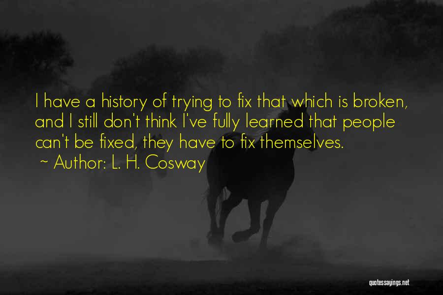 L. H. Cosway Quotes: I Have A History Of Trying To Fix That Which Is Broken, And I Still Don't Think I've Fully Learned