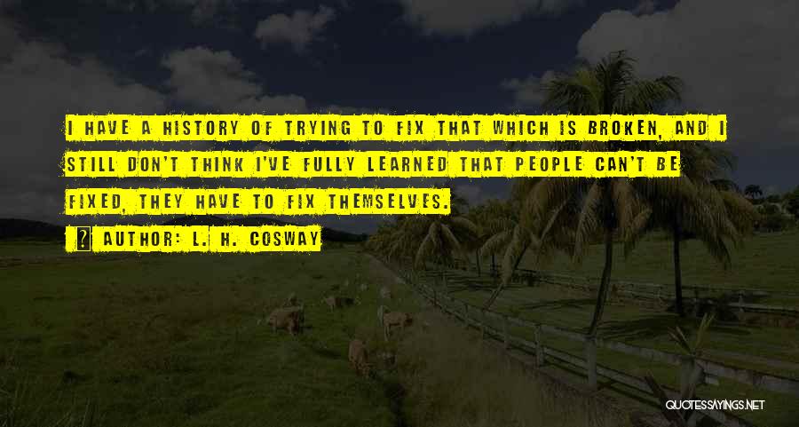 L. H. Cosway Quotes: I Have A History Of Trying To Fix That Which Is Broken, And I Still Don't Think I've Fully Learned