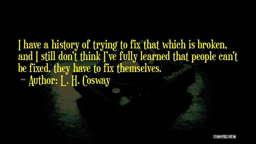 L. H. Cosway Quotes: I Have A History Of Trying To Fix That Which Is Broken, And I Still Don't Think I've Fully Learned