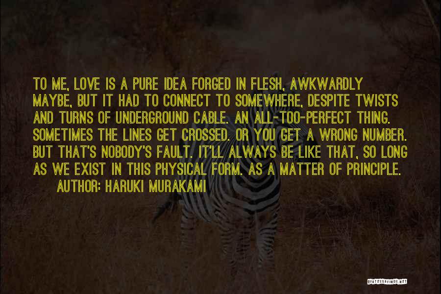 Haruki Murakami Quotes: To Me, Love Is A Pure Idea Forged In Flesh, Awkwardly Maybe, But It Had To Connect To Somewhere, Despite