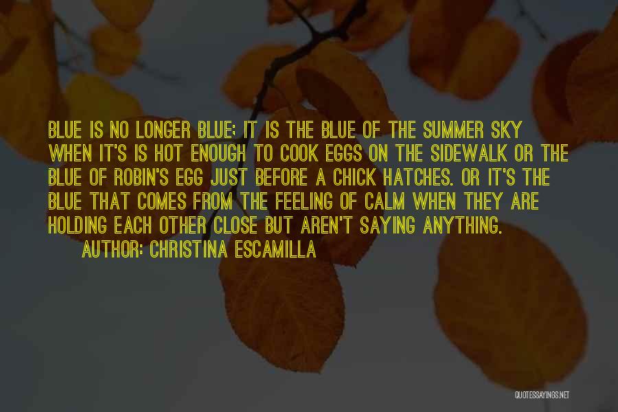 Christina Escamilla Quotes: Blue Is No Longer Blue; It Is The Blue Of The Summer Sky When It's Is Hot Enough To Cook