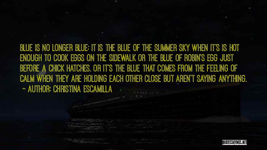 Christina Escamilla Quotes: Blue Is No Longer Blue; It Is The Blue Of The Summer Sky When It's Is Hot Enough To Cook