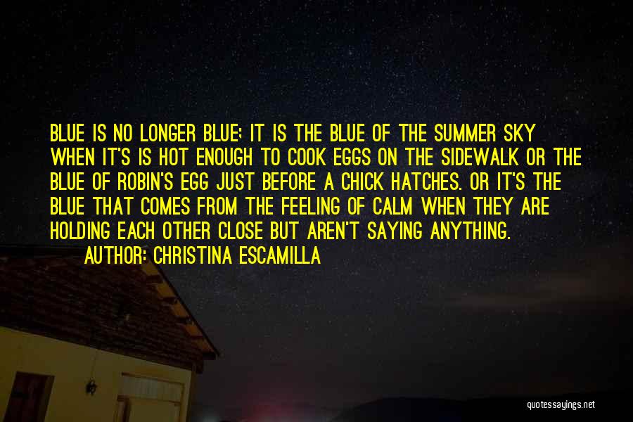 Christina Escamilla Quotes: Blue Is No Longer Blue; It Is The Blue Of The Summer Sky When It's Is Hot Enough To Cook