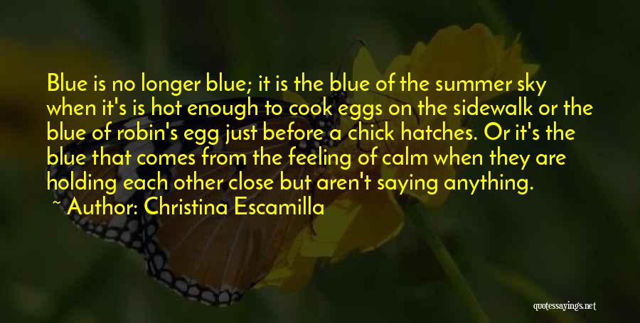 Christina Escamilla Quotes: Blue Is No Longer Blue; It Is The Blue Of The Summer Sky When It's Is Hot Enough To Cook