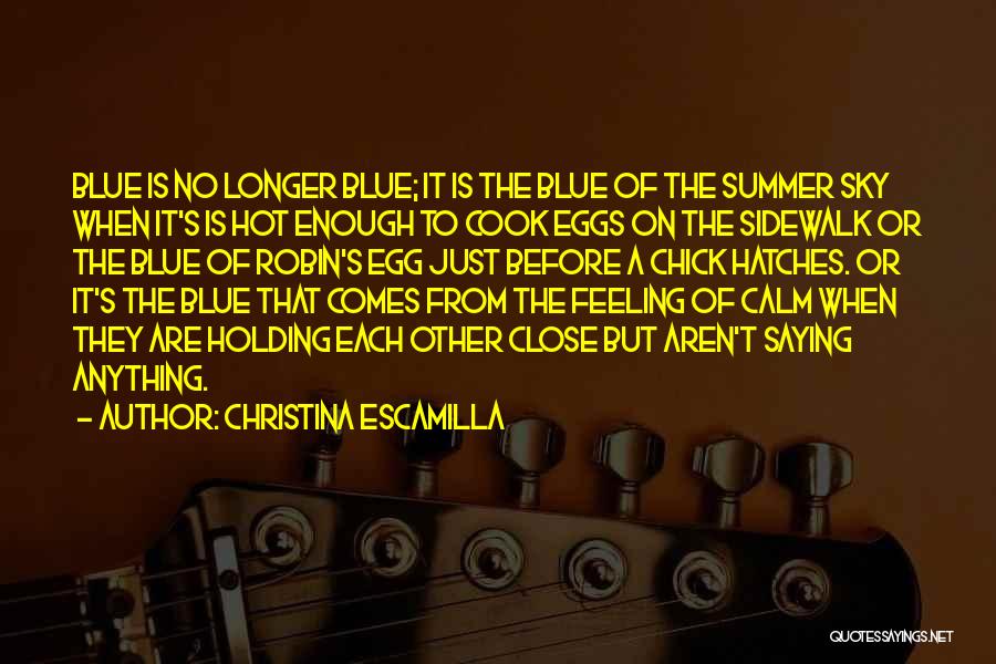 Christina Escamilla Quotes: Blue Is No Longer Blue; It Is The Blue Of The Summer Sky When It's Is Hot Enough To Cook