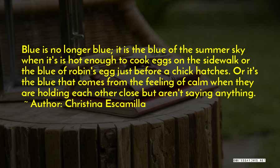 Christina Escamilla Quotes: Blue Is No Longer Blue; It Is The Blue Of The Summer Sky When It's Is Hot Enough To Cook