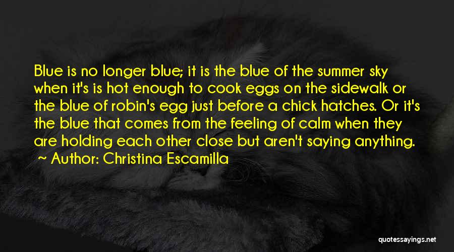 Christina Escamilla Quotes: Blue Is No Longer Blue; It Is The Blue Of The Summer Sky When It's Is Hot Enough To Cook
