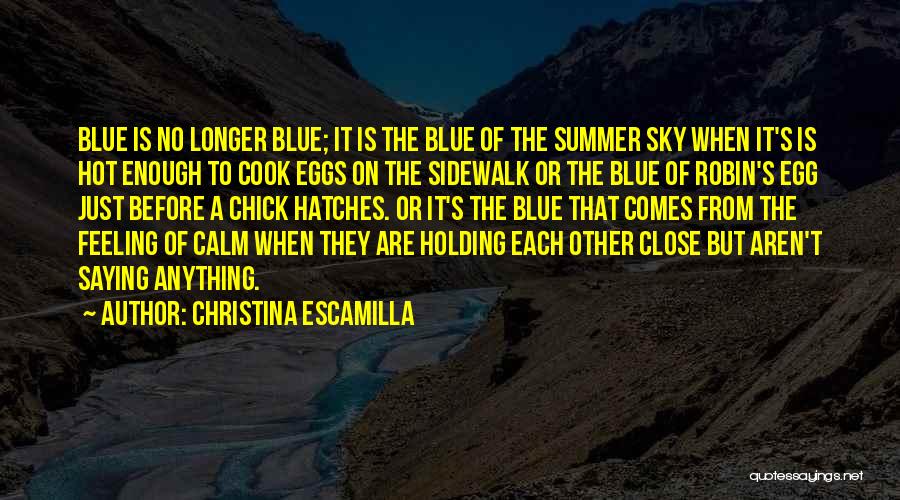 Christina Escamilla Quotes: Blue Is No Longer Blue; It Is The Blue Of The Summer Sky When It's Is Hot Enough To Cook