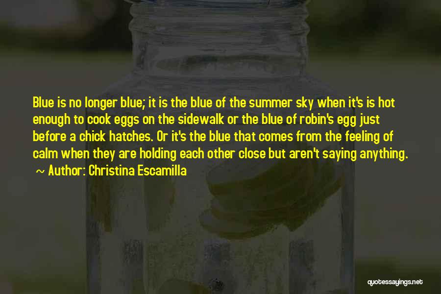 Christina Escamilla Quotes: Blue Is No Longer Blue; It Is The Blue Of The Summer Sky When It's Is Hot Enough To Cook