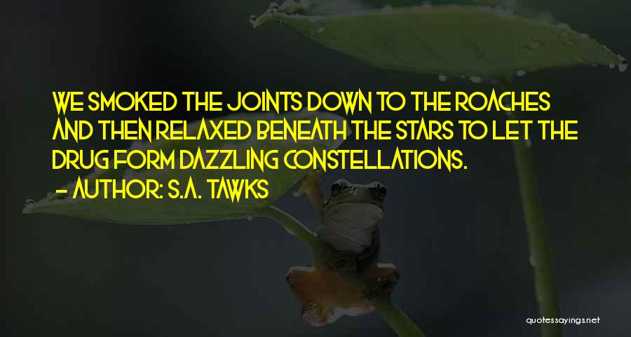 S.A. Tawks Quotes: We Smoked The Joints Down To The Roaches And Then Relaxed Beneath The Stars To Let The Drug Form Dazzling