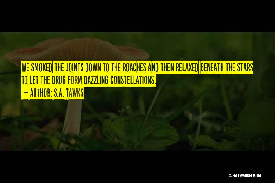 S.A. Tawks Quotes: We Smoked The Joints Down To The Roaches And Then Relaxed Beneath The Stars To Let The Drug Form Dazzling