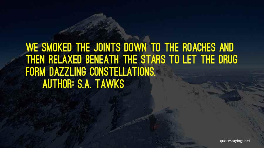S.A. Tawks Quotes: We Smoked The Joints Down To The Roaches And Then Relaxed Beneath The Stars To Let The Drug Form Dazzling