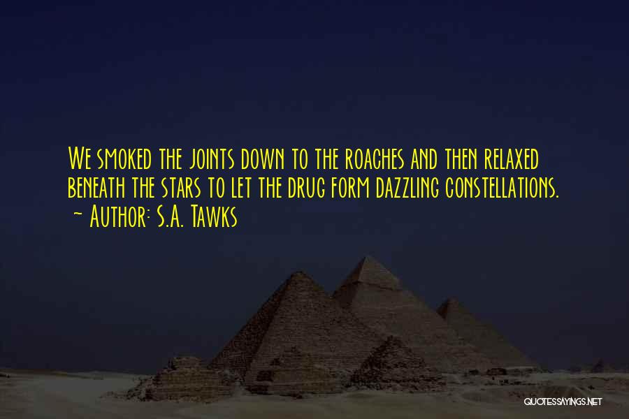 S.A. Tawks Quotes: We Smoked The Joints Down To The Roaches And Then Relaxed Beneath The Stars To Let The Drug Form Dazzling