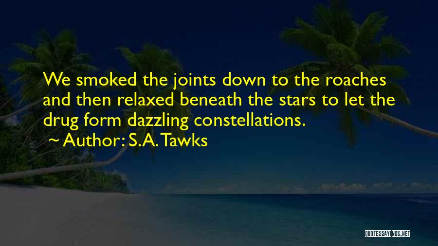 S.A. Tawks Quotes: We Smoked The Joints Down To The Roaches And Then Relaxed Beneath The Stars To Let The Drug Form Dazzling