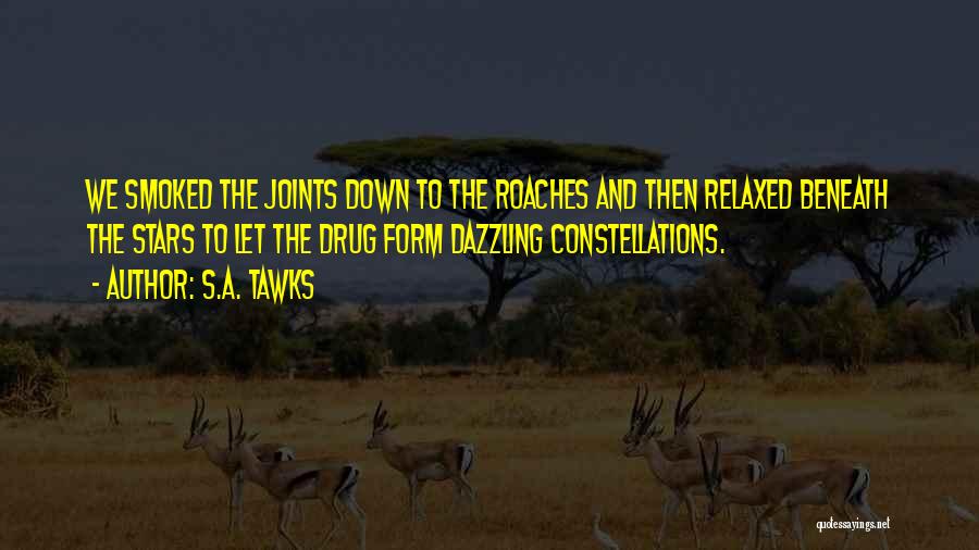 S.A. Tawks Quotes: We Smoked The Joints Down To The Roaches And Then Relaxed Beneath The Stars To Let The Drug Form Dazzling