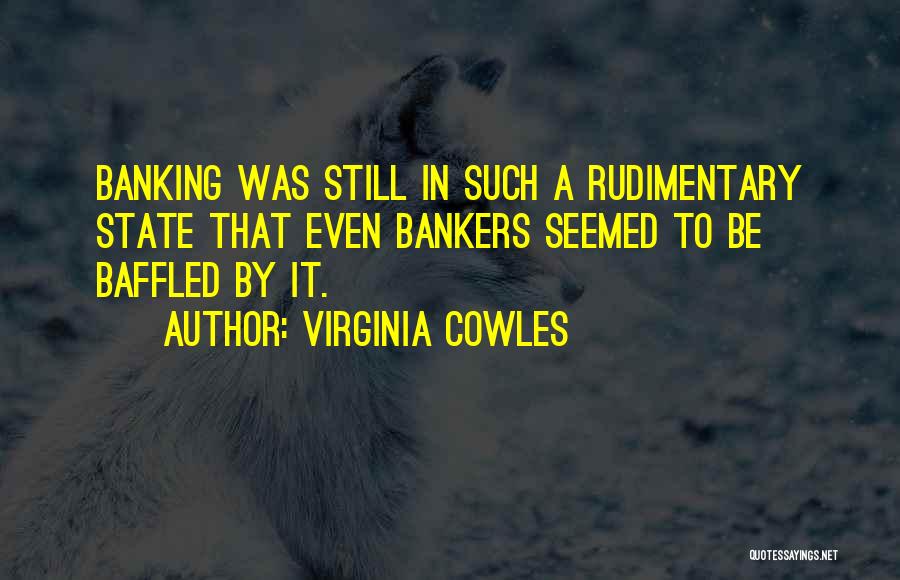 Virginia Cowles Quotes: Banking Was Still In Such A Rudimentary State That Even Bankers Seemed To Be Baffled By It.