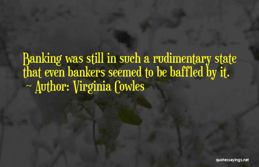 Virginia Cowles Quotes: Banking Was Still In Such A Rudimentary State That Even Bankers Seemed To Be Baffled By It.