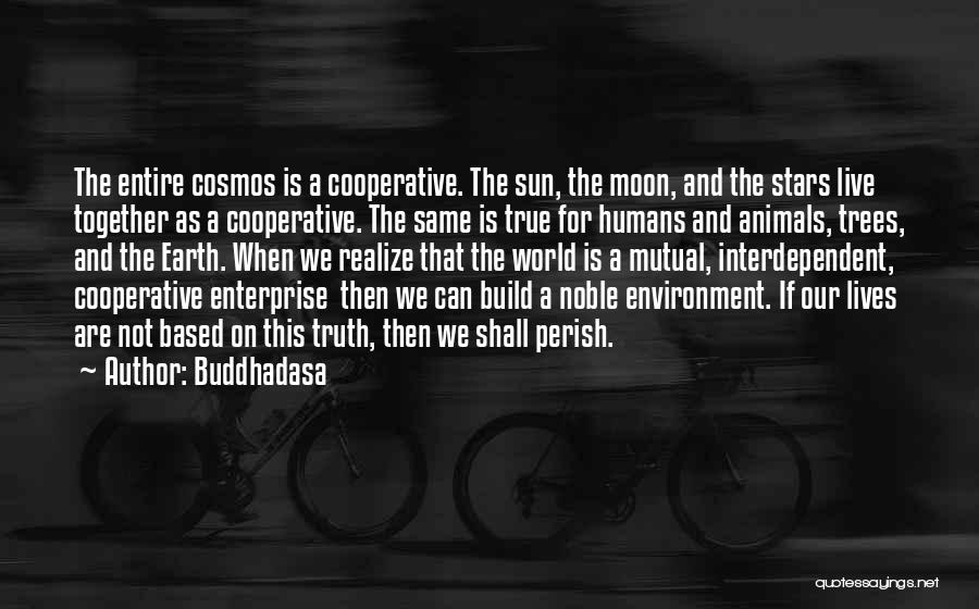 Buddhadasa Quotes: The Entire Cosmos Is A Cooperative. The Sun, The Moon, And The Stars Live Together As A Cooperative. The Same