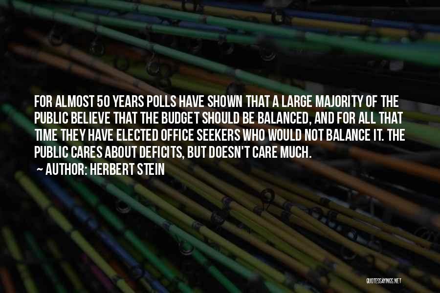 Herbert Stein Quotes: For Almost 50 Years Polls Have Shown That A Large Majority Of The Public Believe That The Budget Should Be