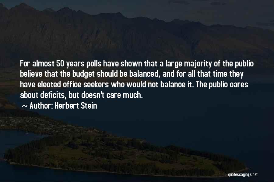 Herbert Stein Quotes: For Almost 50 Years Polls Have Shown That A Large Majority Of The Public Believe That The Budget Should Be